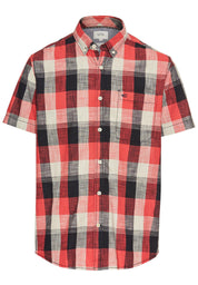Kurzarmhemd aus Baumwolle - 48-Dark Navy - Rot