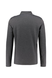 Langarm-Poloshirt aus Baumwollmix - 02-black - Grau