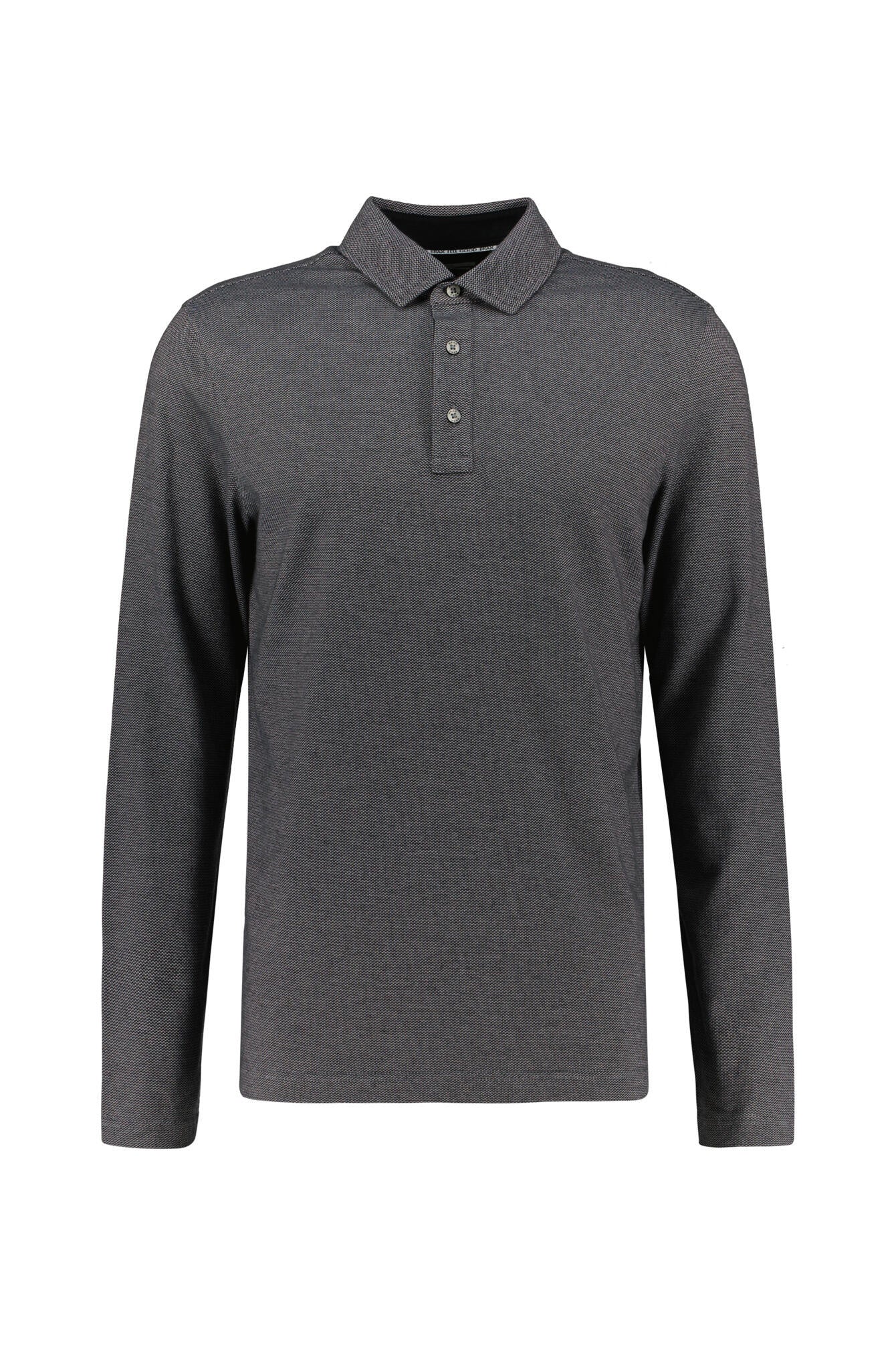 Langarm-Poloshirt aus Baumwollmix - 02-black - Grau