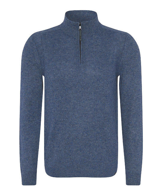 Pullover mit Troyerkragen - 25-cove - Blau