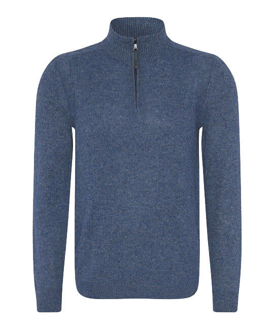 Pullover mit Troyerkragen - 25-cove - Blau