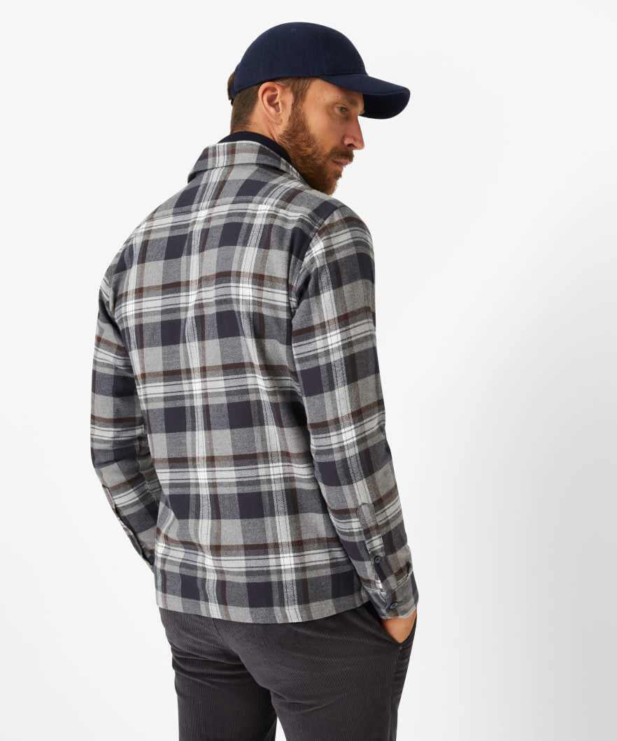 Kariertes Flanellovershirt Regular Fit - 22-dark navy - Blau