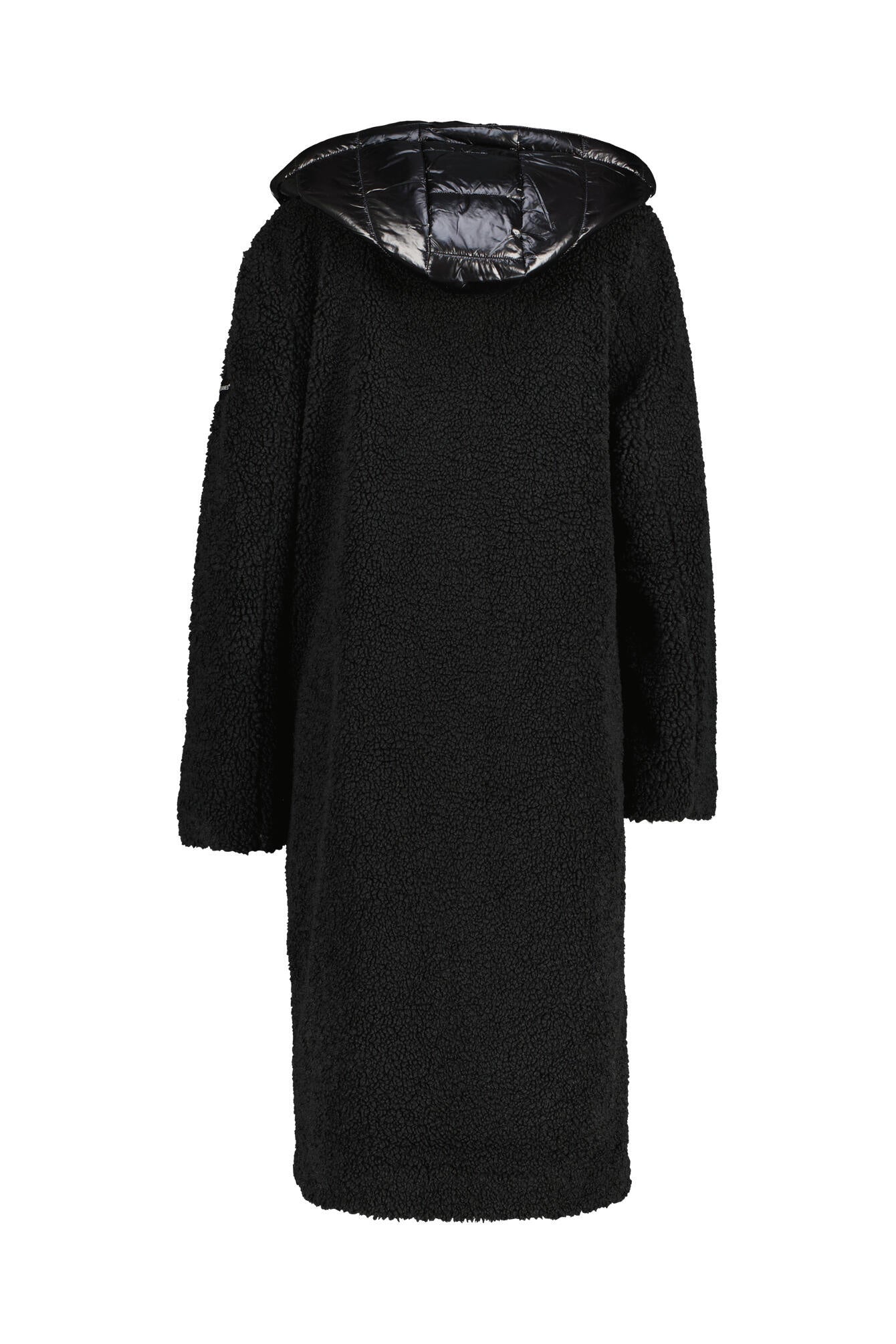 Teddymantel mit Steppeinsatz - 99-black - Schwarz