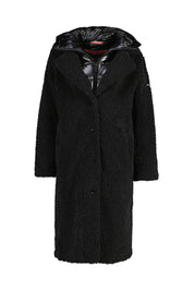 Teddymantel mit Steppeinsatz - 99-black - Schwarz