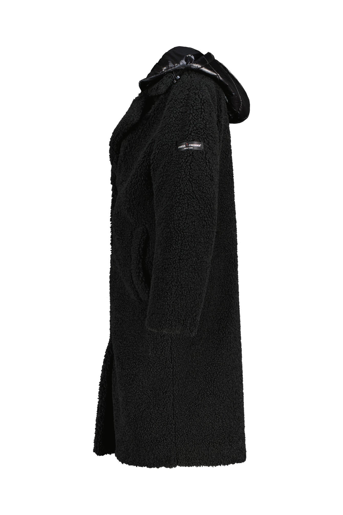 Teddymantel mit Steppeinsatz - 99-black - Schwarz