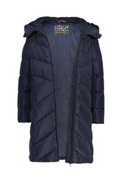 Steppmantel mit Kapuze - 518-midnight b - Blau