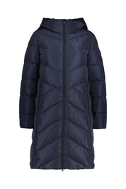 Steppmantel mit Kapuze - 518-midnight b - Blau