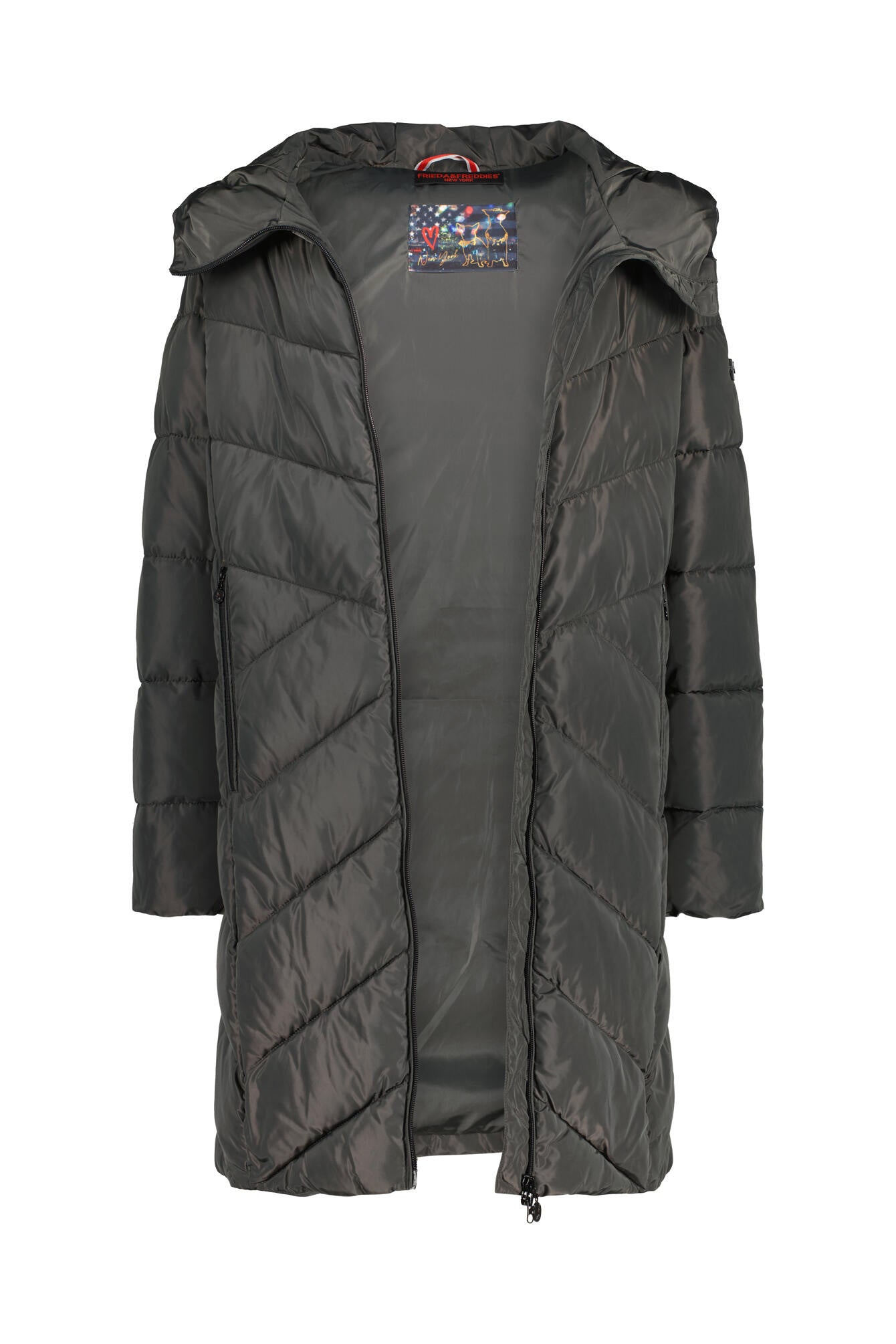 Steppmantel mit Kapuze - 977-black oliv - Khaki