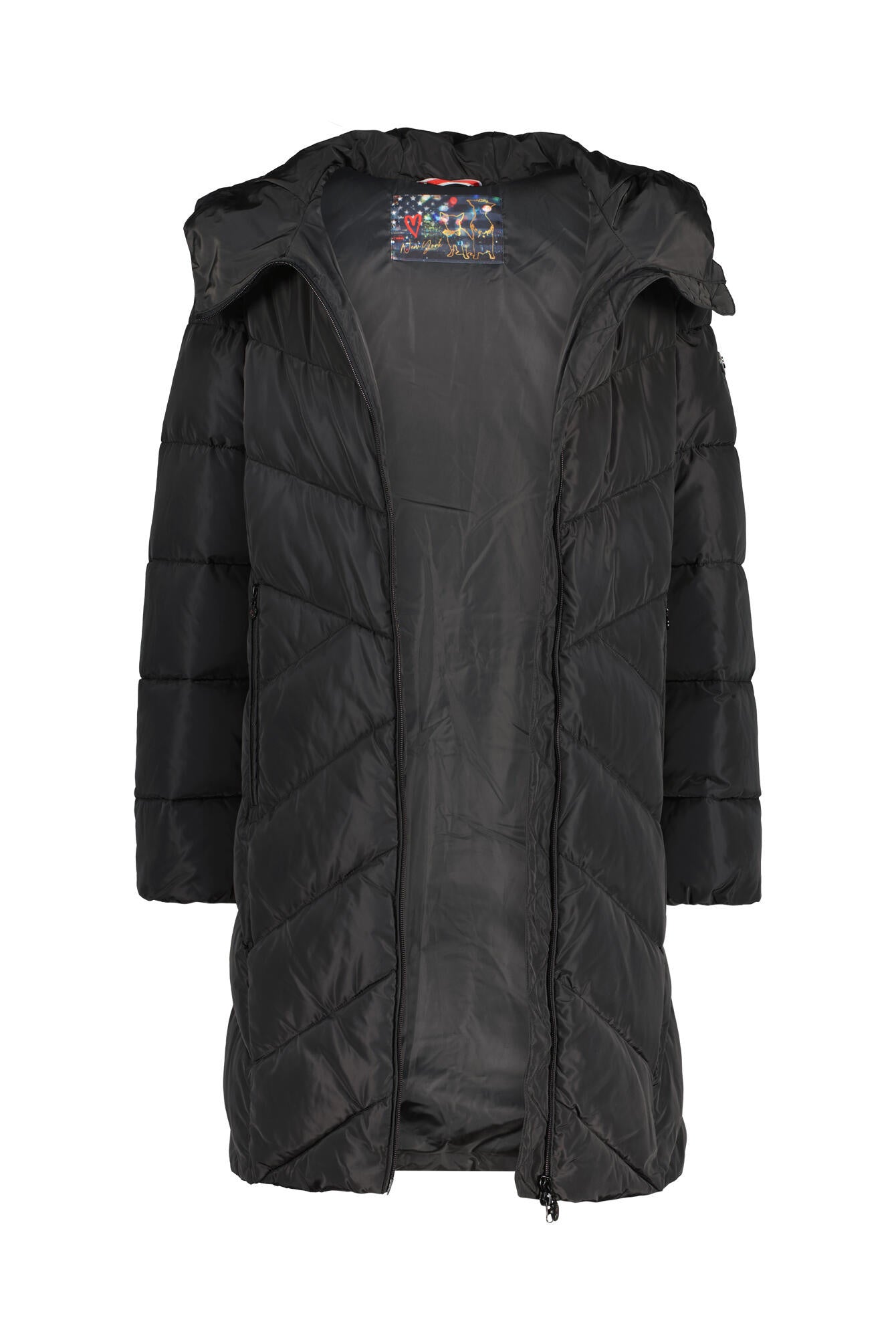 Steppmantel mit Kapuze - 99-black - Schwarz