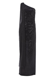 Abendkleid Maxi mit Chiffon Schal - 100 - Schwarz