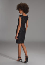 Cocktailkleid Midi aus foliertem Jersey - 100 - Schwarz