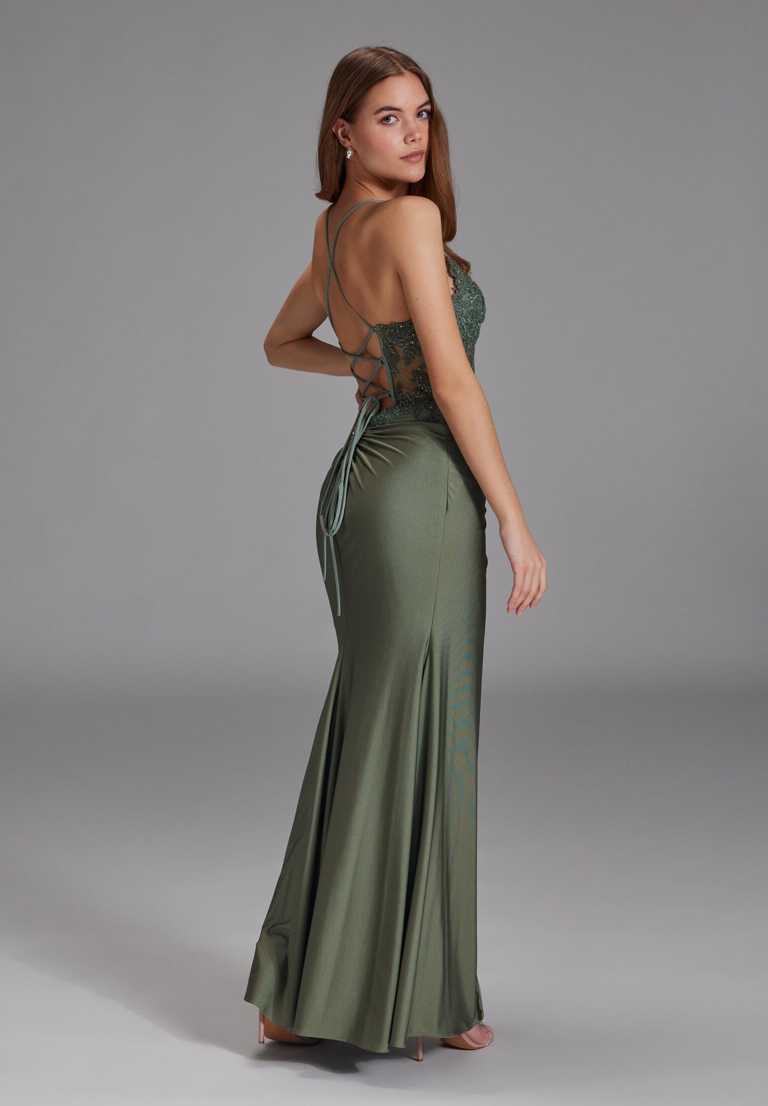 Bodycon-Kleid Maxi mit Spitzenstickerei - 582 - Grün
