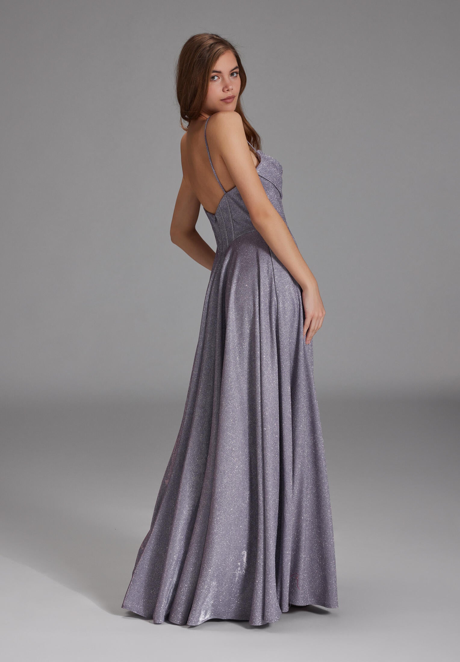 Abendkleid Maxi mit Drapierung - 442 - Violett