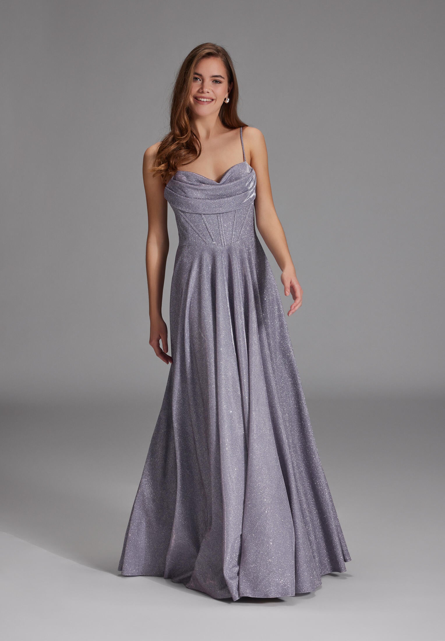 Abendkleid Maxi mit Drapierung - 442 - Violett