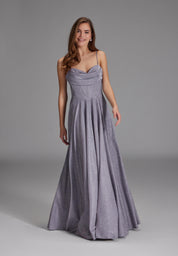 Abendkleid Maxi mit Drapierung - 442 - Violett