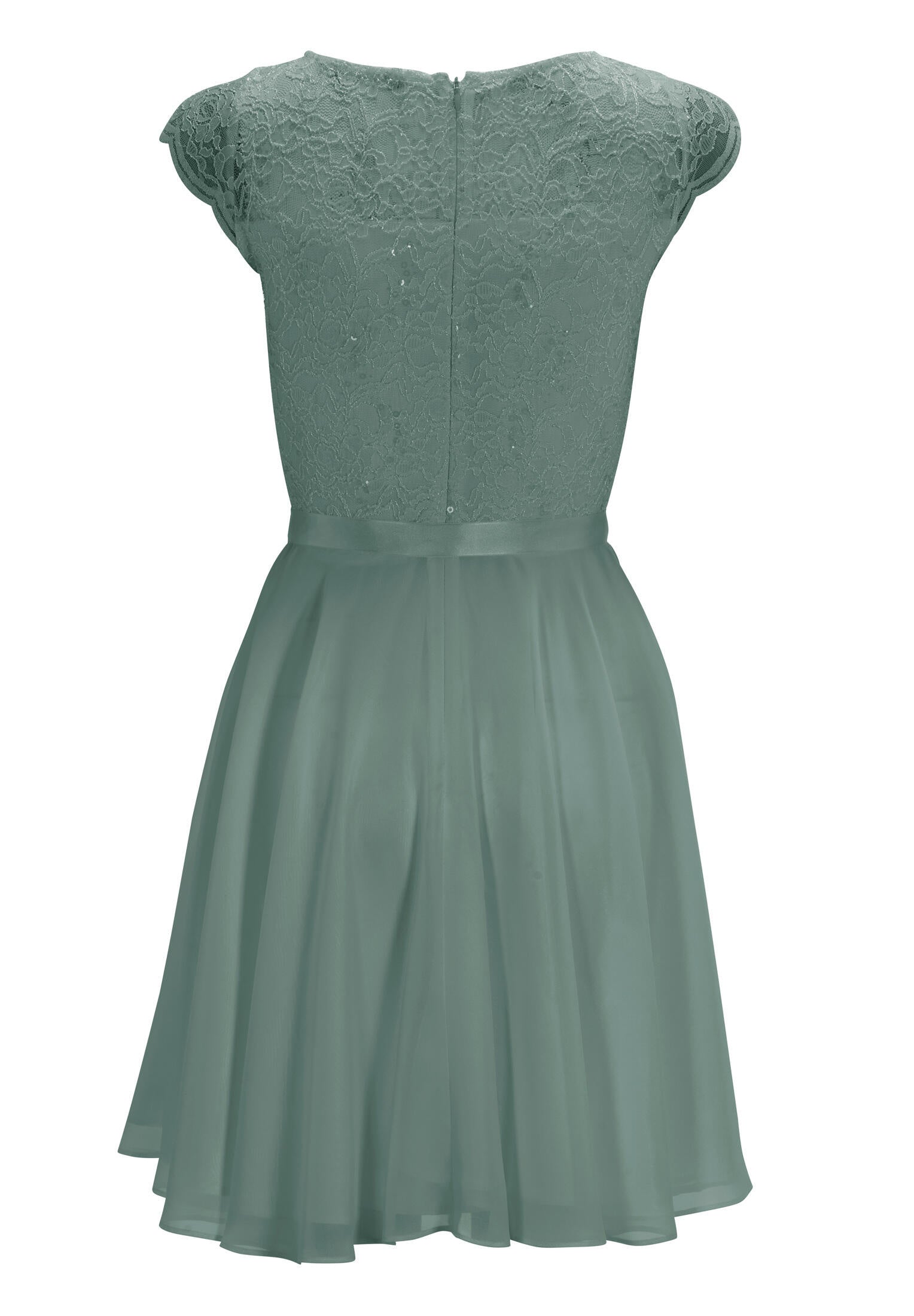 Cocktailkleid aus Spitze und Chiffon - 372 - Grün