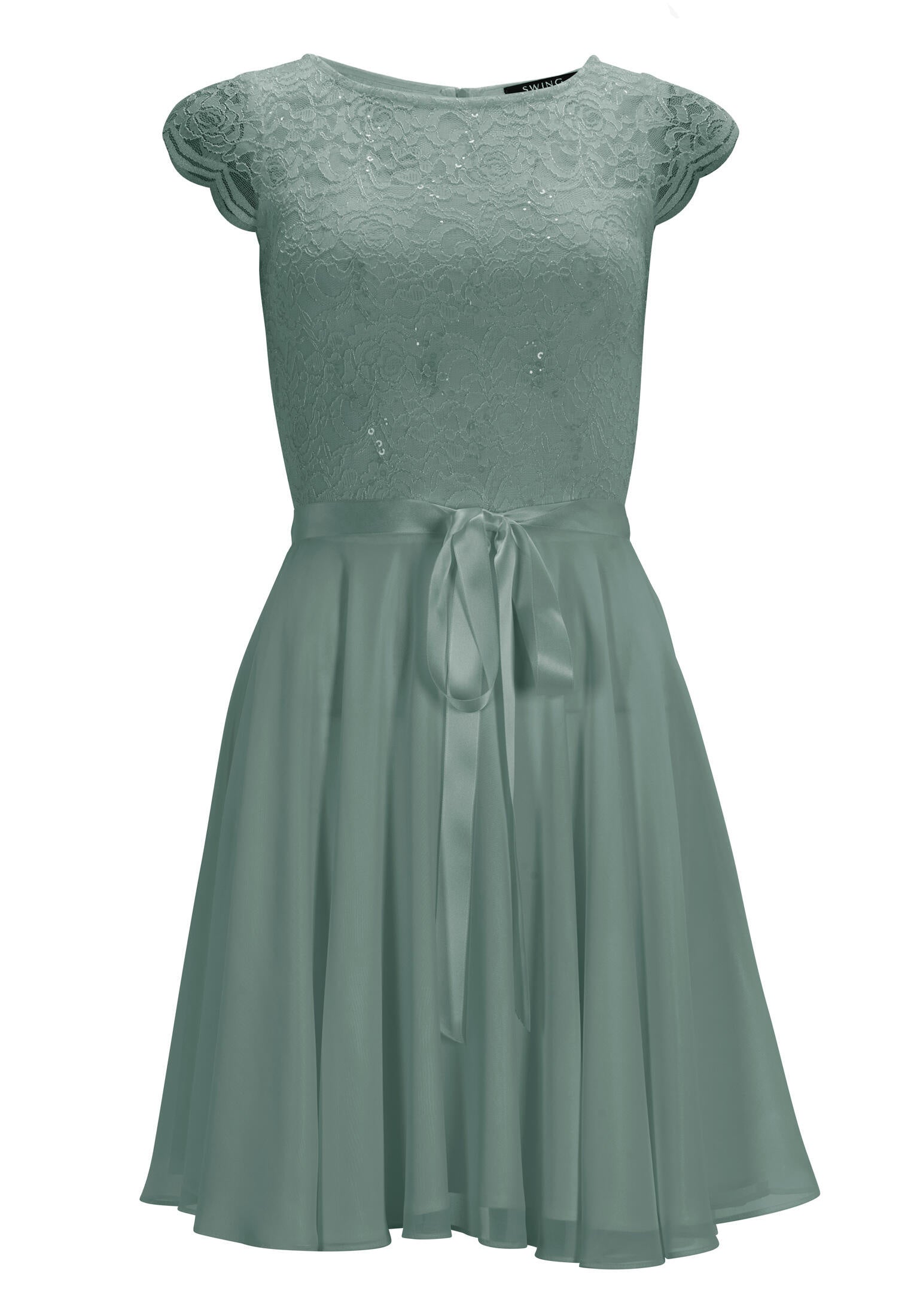 Cocktailkleid aus Spitze und Chiffon - 372 - Grün