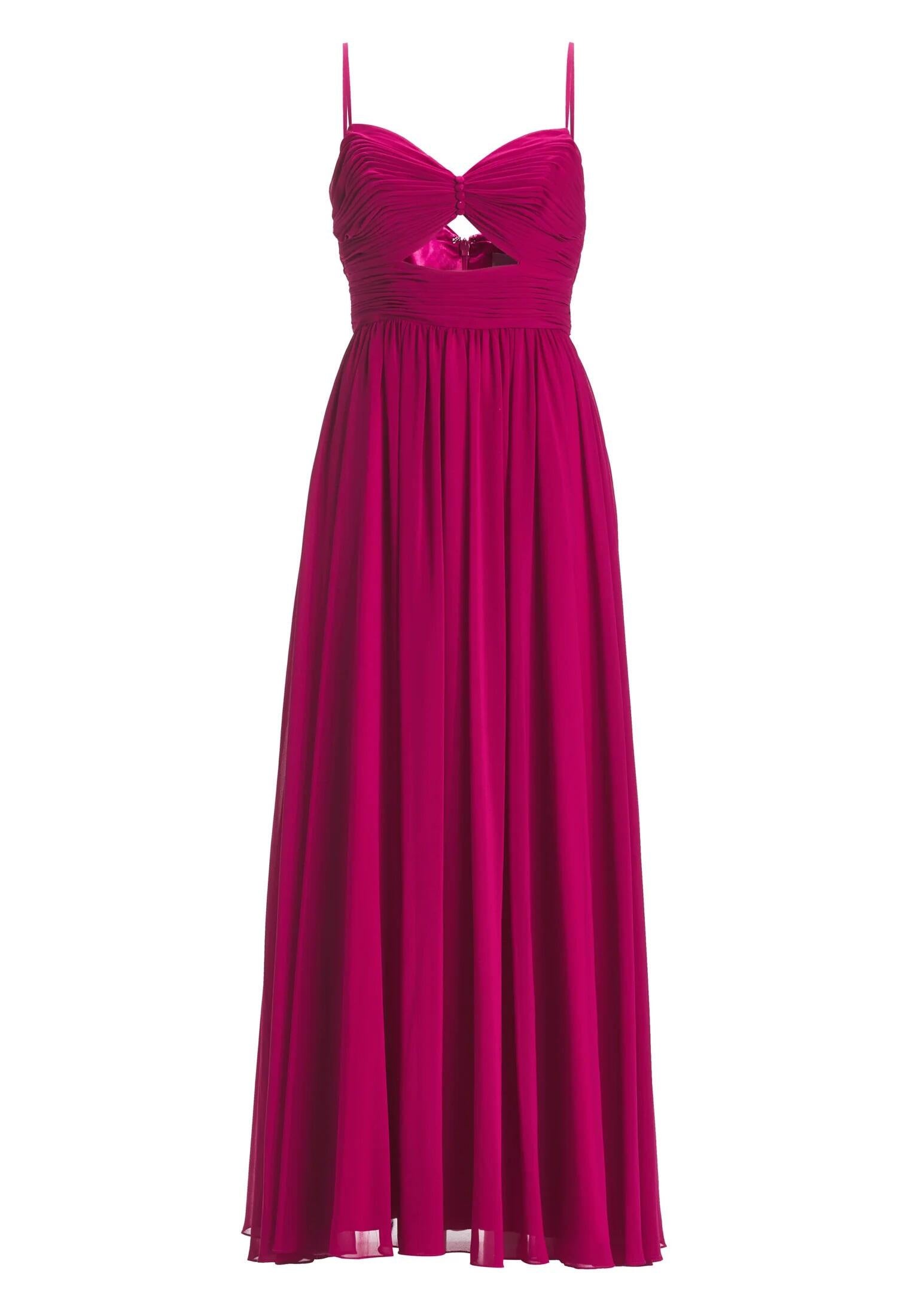 Chiffonabendkleid Maxi mit Raffung - 650 - Rot