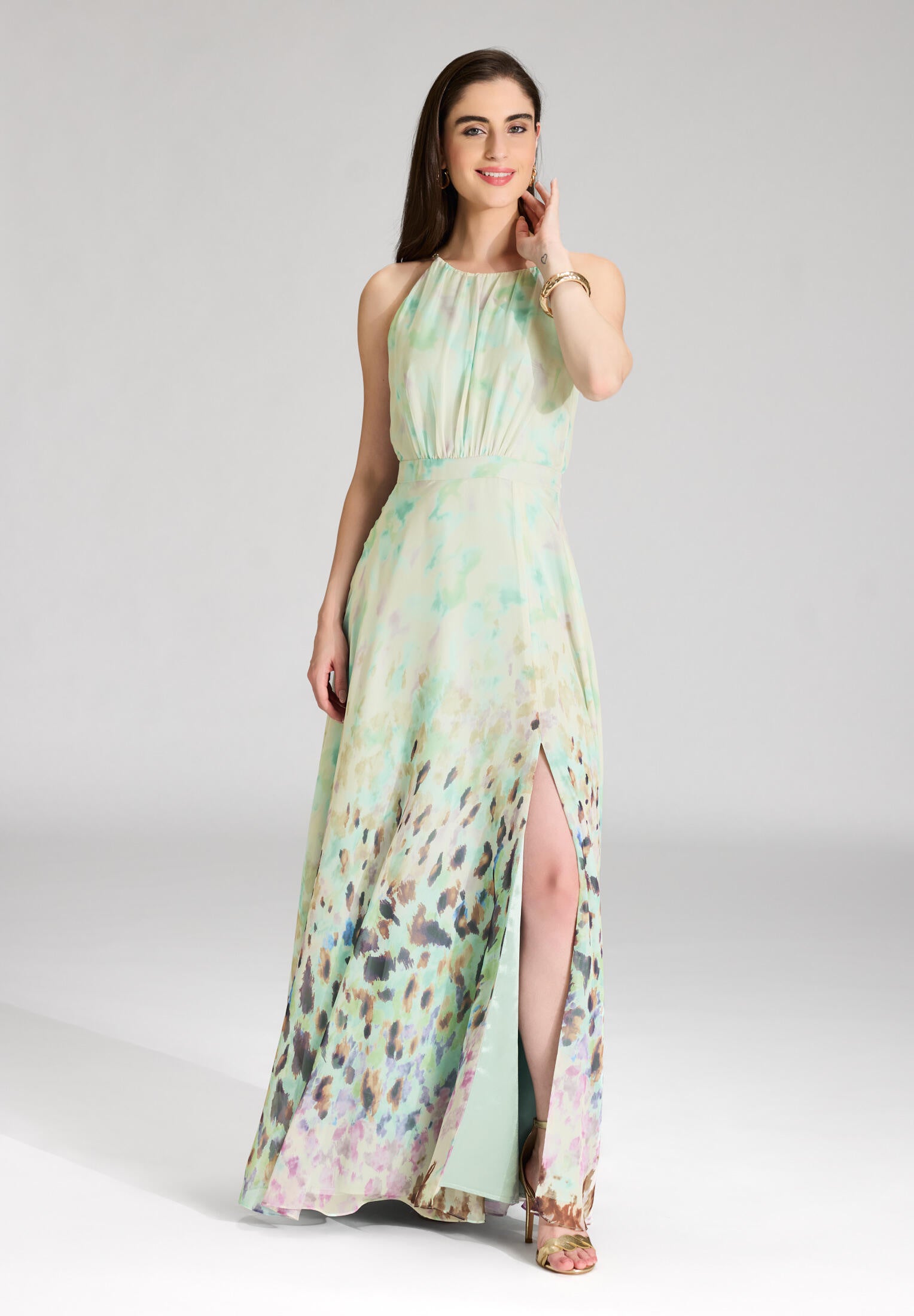 Abendkleid Maxi aus Chiffon - 5644 - Grün