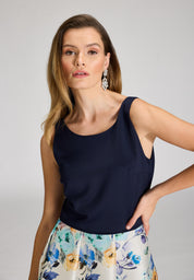 Cocktailkleid aus bedrucktem Twill - 9435 - Blau