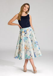 Cocktailkleid aus bedrucktem Twill - 9435 - Blau