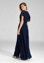 Jumpsuit mit Überrock und Volantärmeln - 300 - Blau