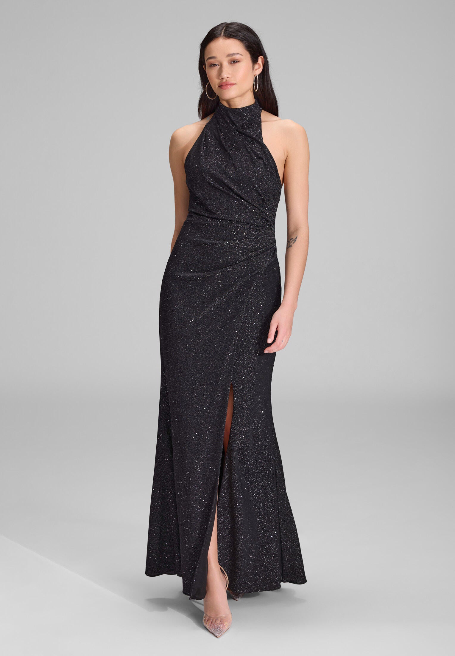 Neckholder-Abendkleid Maxi - 100 - Schwarz