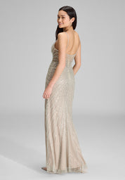 Abendkleid Maxi mit Pailletten - 190 - Grau