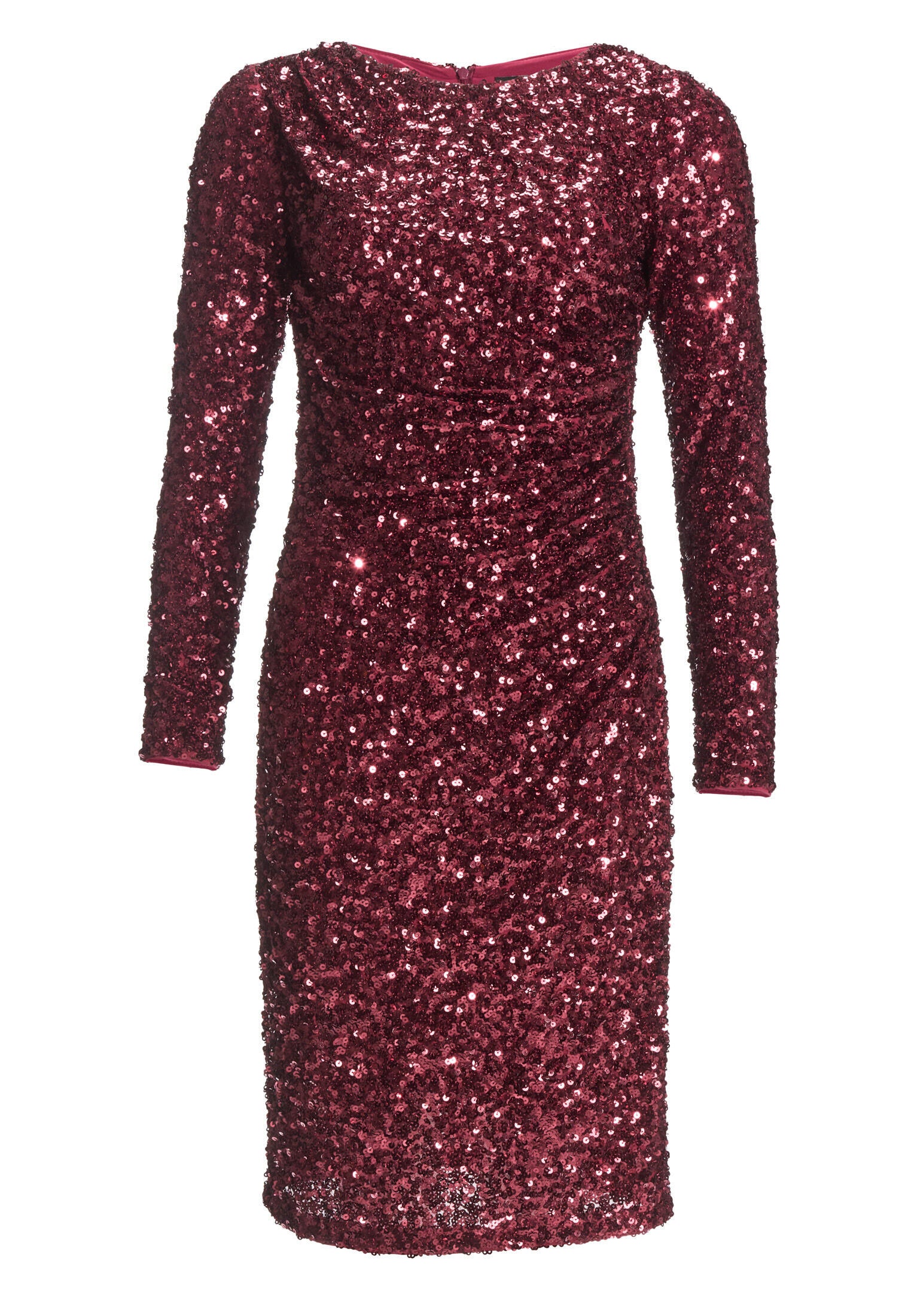 Cocktailkleid Midi mit seitlichen Drapierungen - 612 - Rot