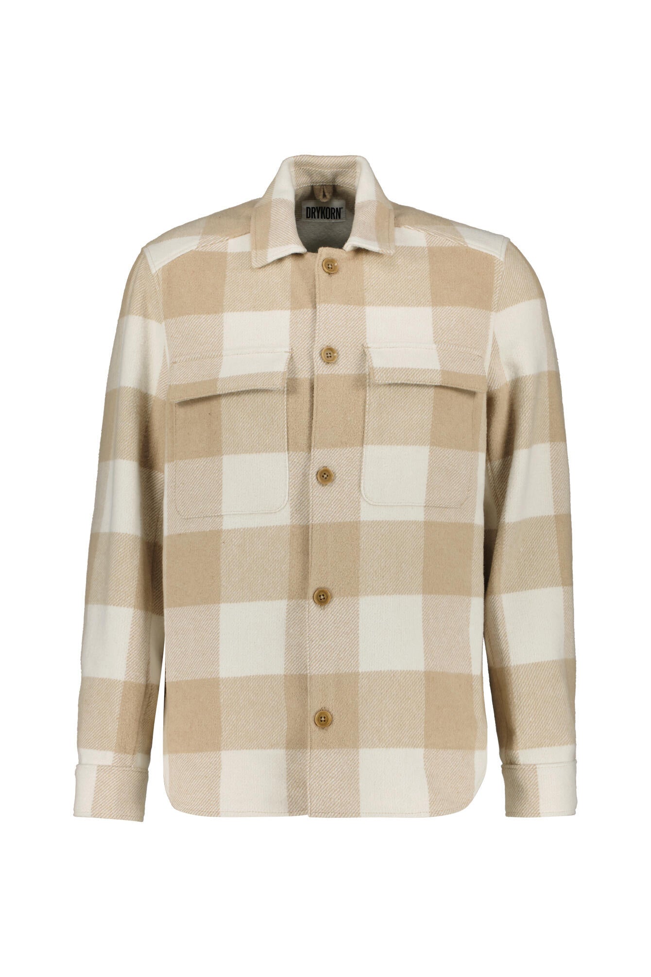 Kariertes Overshirt aus Baumwollmix - 1715 - Beige