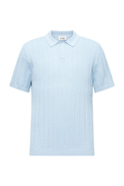 Strickpoloshirt aus Baumwolle - 3900 - Blau