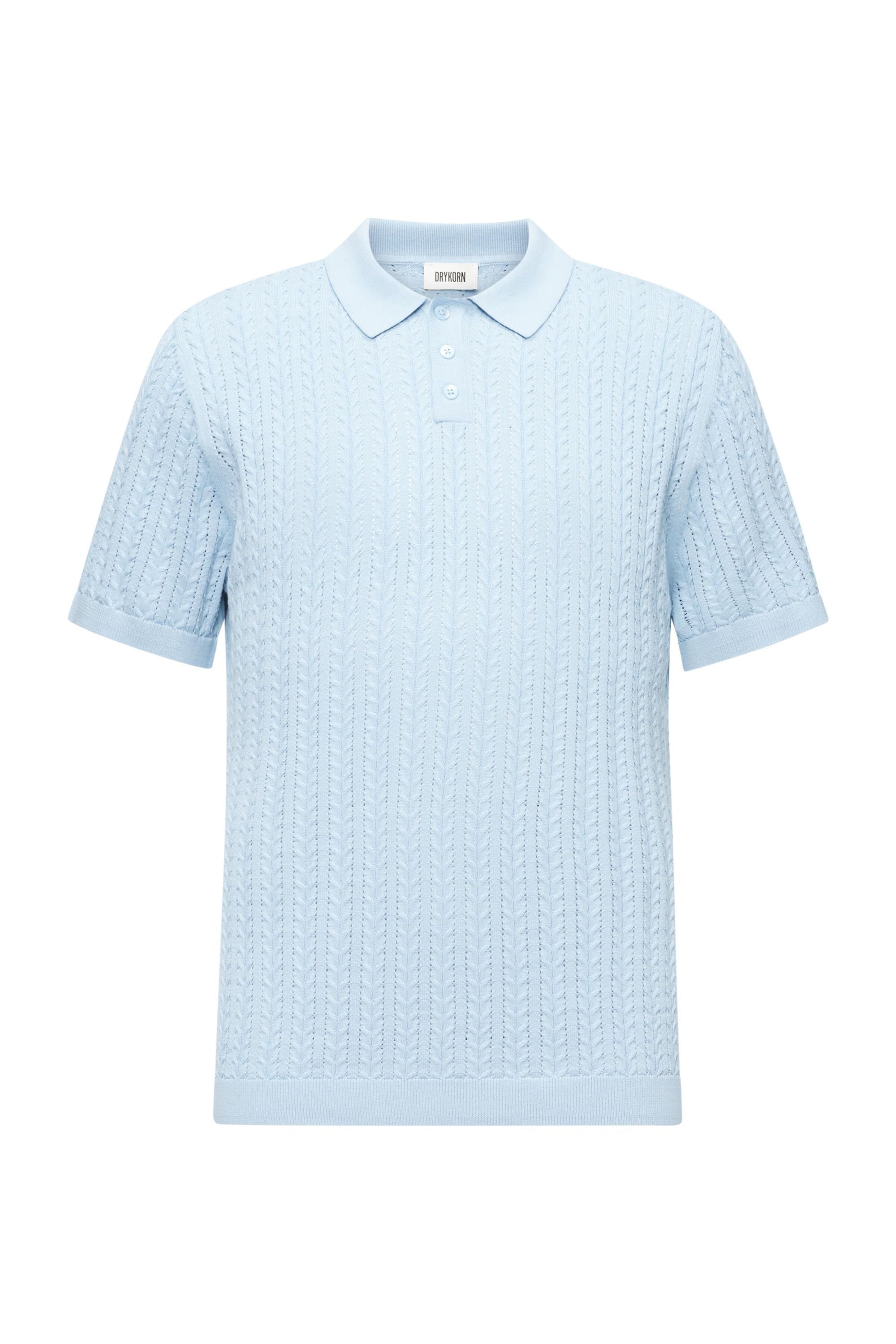 Strickpoloshirt aus Baumwolle - 3900 - Blau