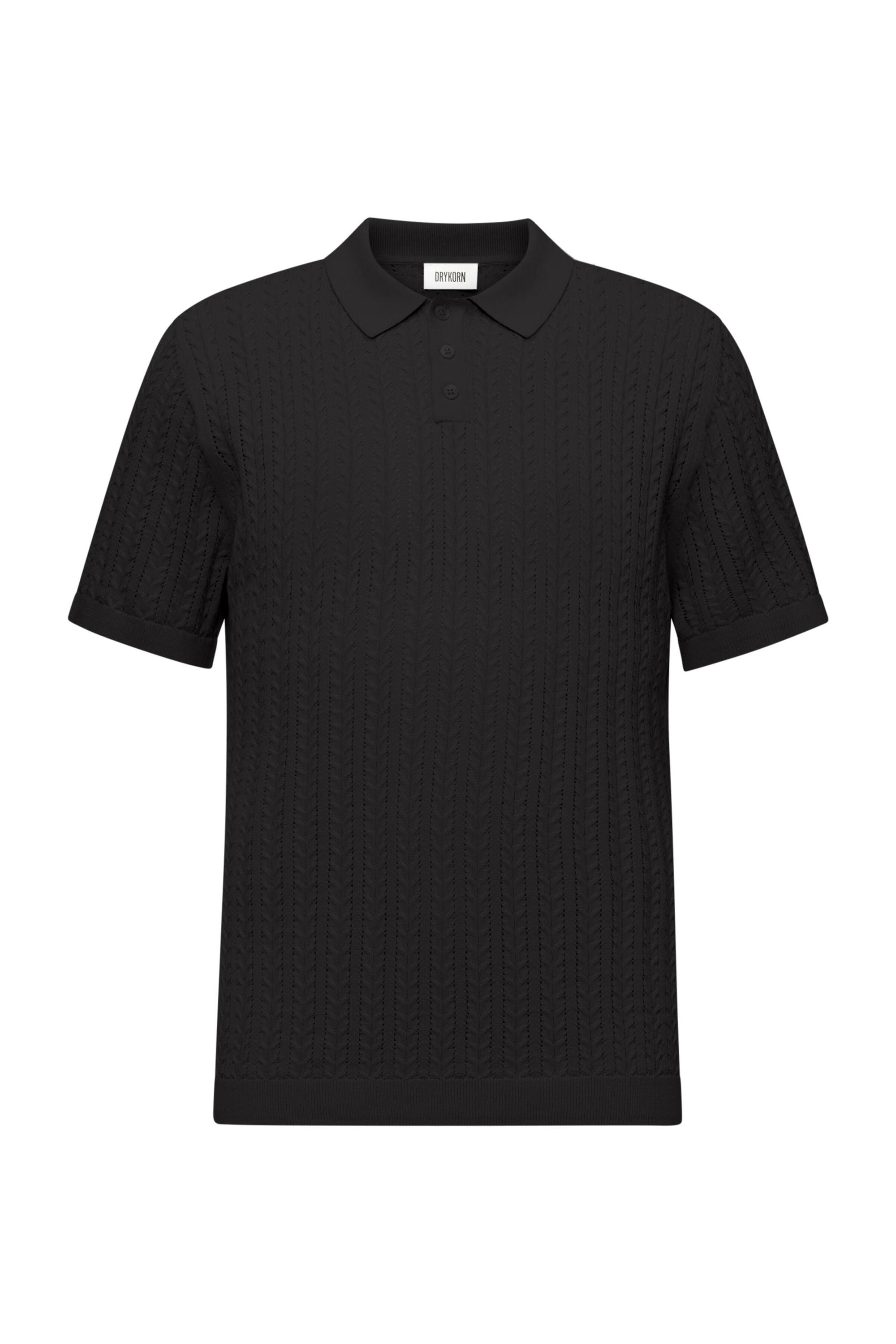 Strickpoloshirt aus Baumwolle - 1000 - Schwarz