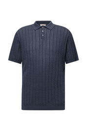 Strickpoloshirt aus Baumwolle - 3000 - Blau