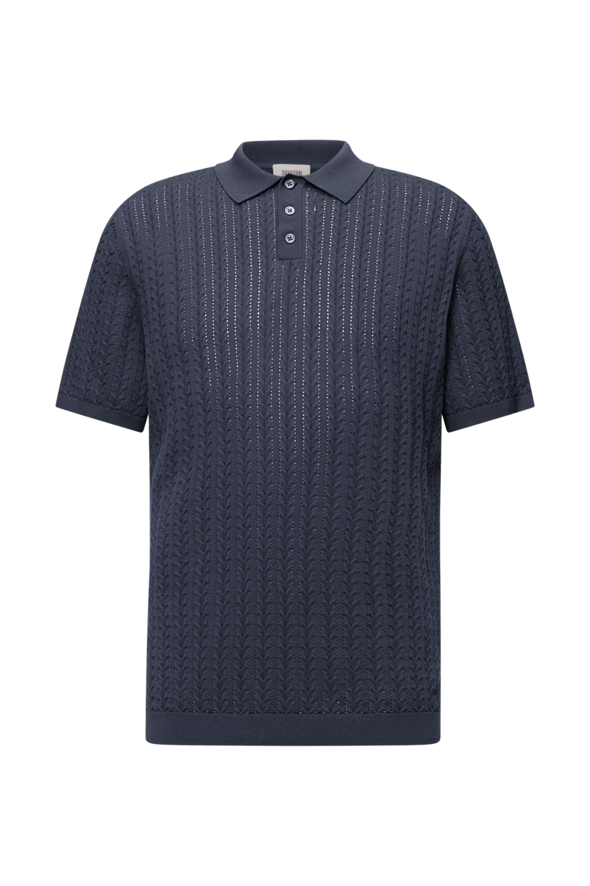 Strickpoloshirt aus Baumwolle - 3000 - Blau
