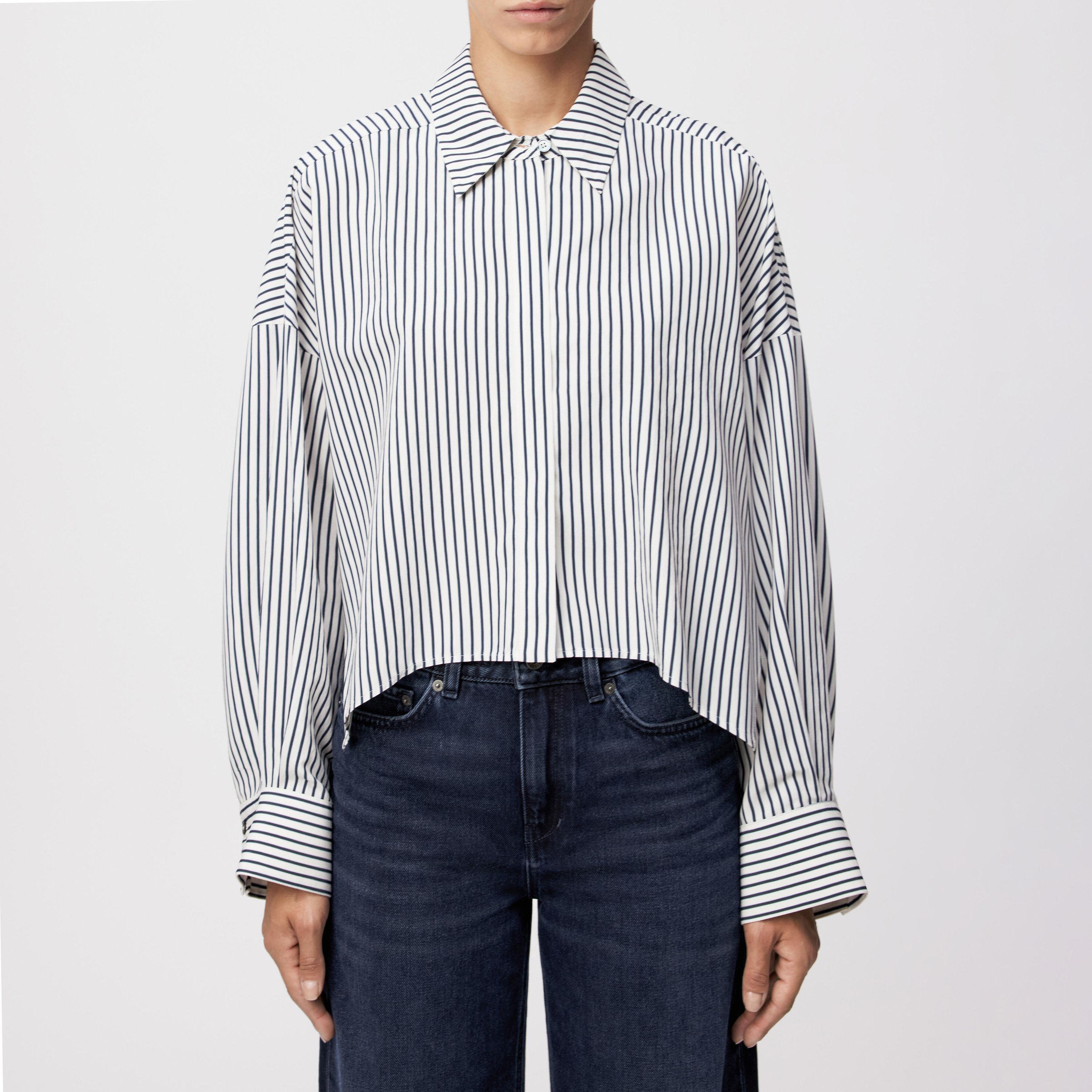 Bluse OSHIA gestreift - 3000 - Blau | Weiß