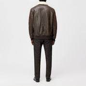 Lederjacke FLYGHT mit Teddykragen - 1104 - Braun