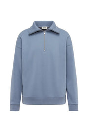 Sweatshirt mit Troyerkragen - 3608 - Blau