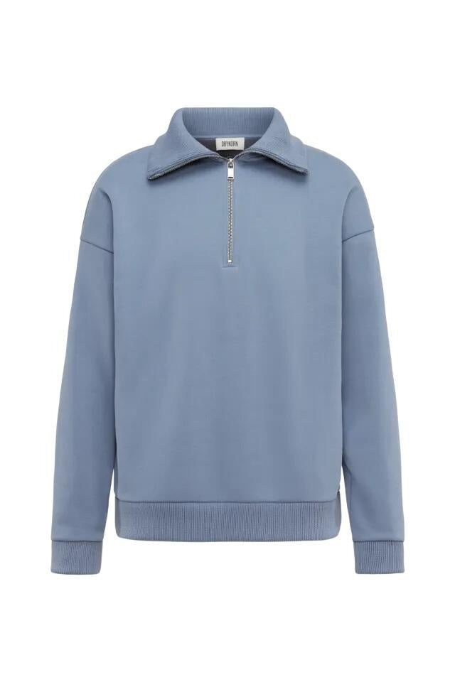 Sweatshirt mit Troyerkragen - 3608 - Blau