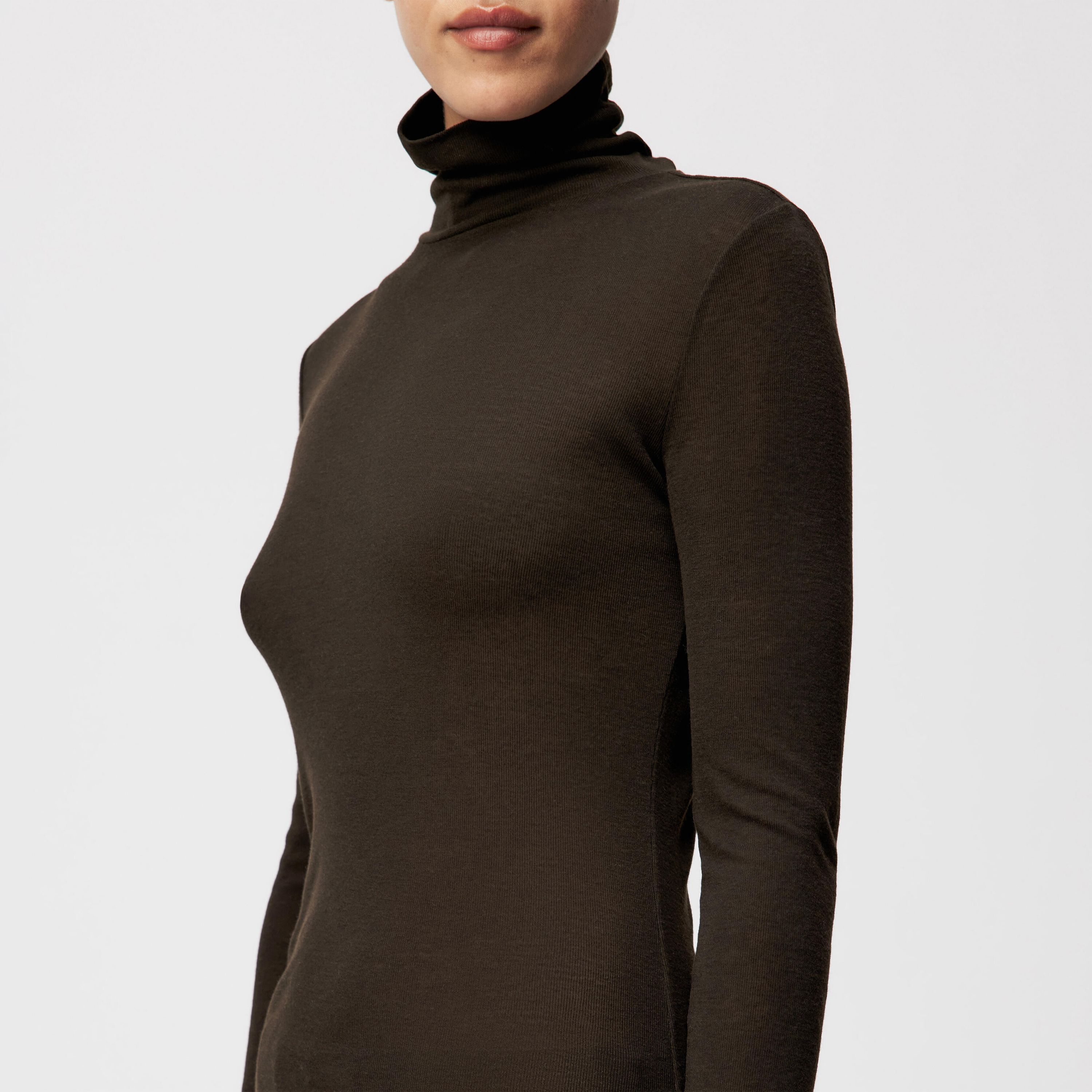 Langarmshirt mit Rollkragen - 1104 - Braun