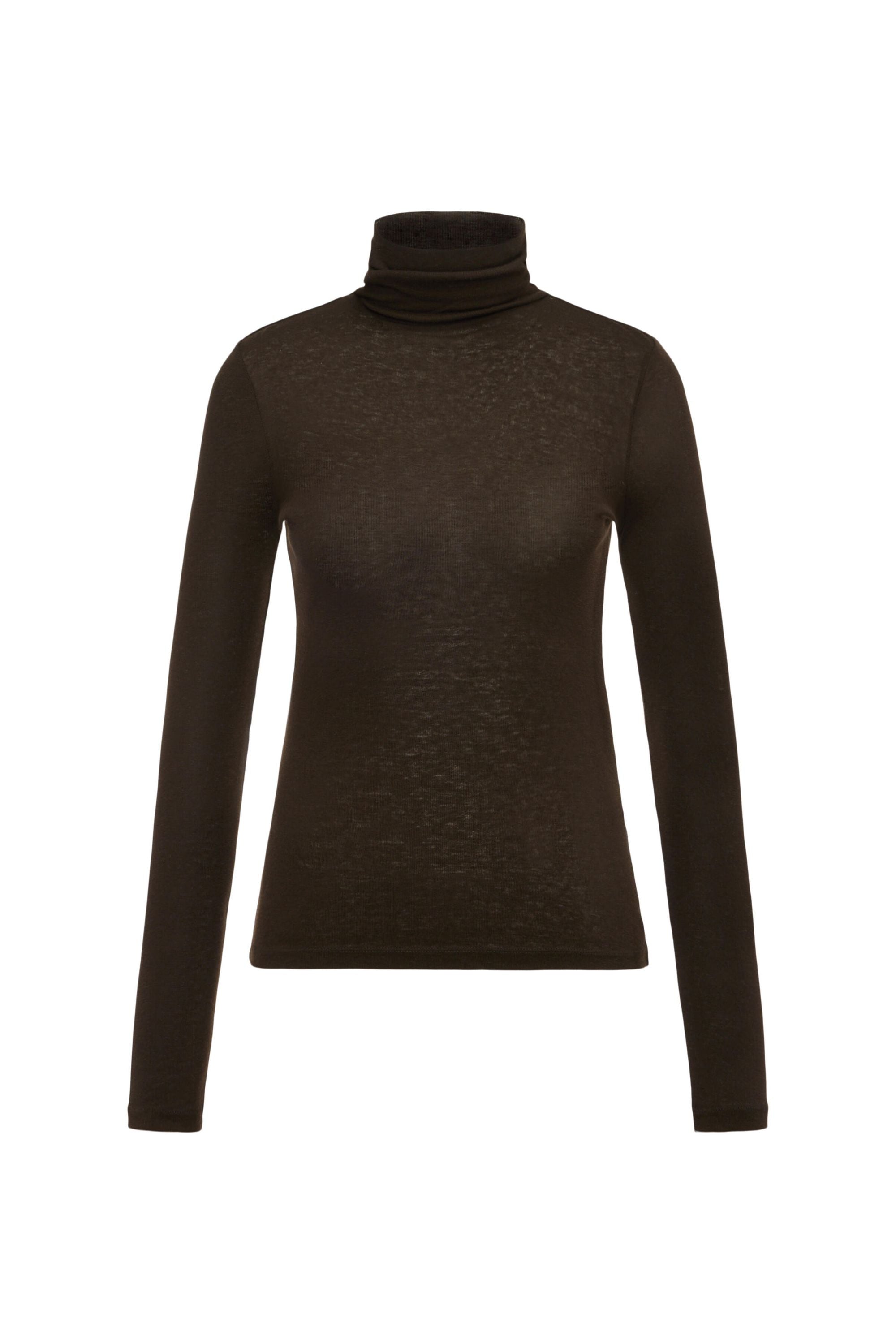 Langarmshirt mit Rollkragen - 1104 - Braun