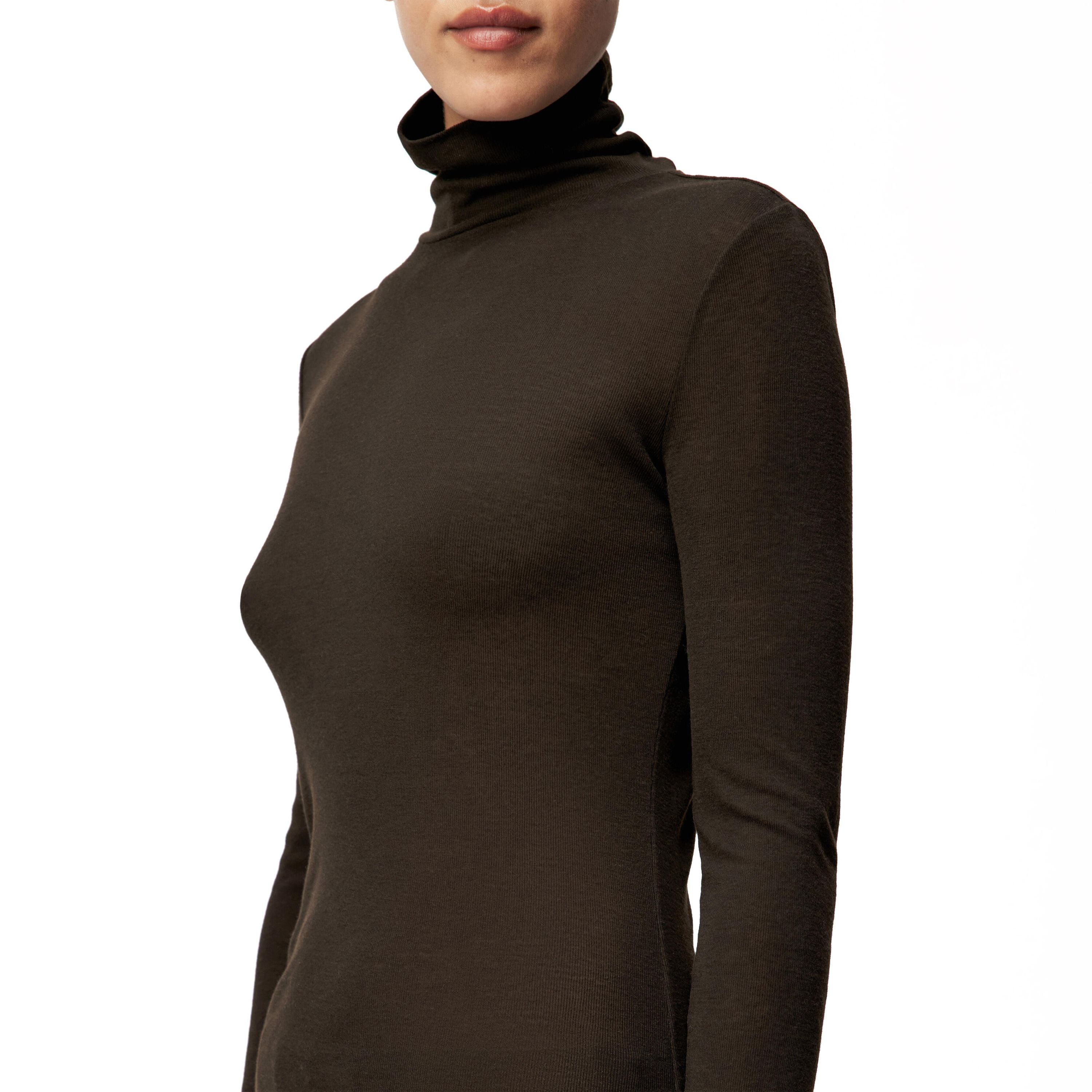 Langarmshirt mit Rollkragen - 1104 - Braun