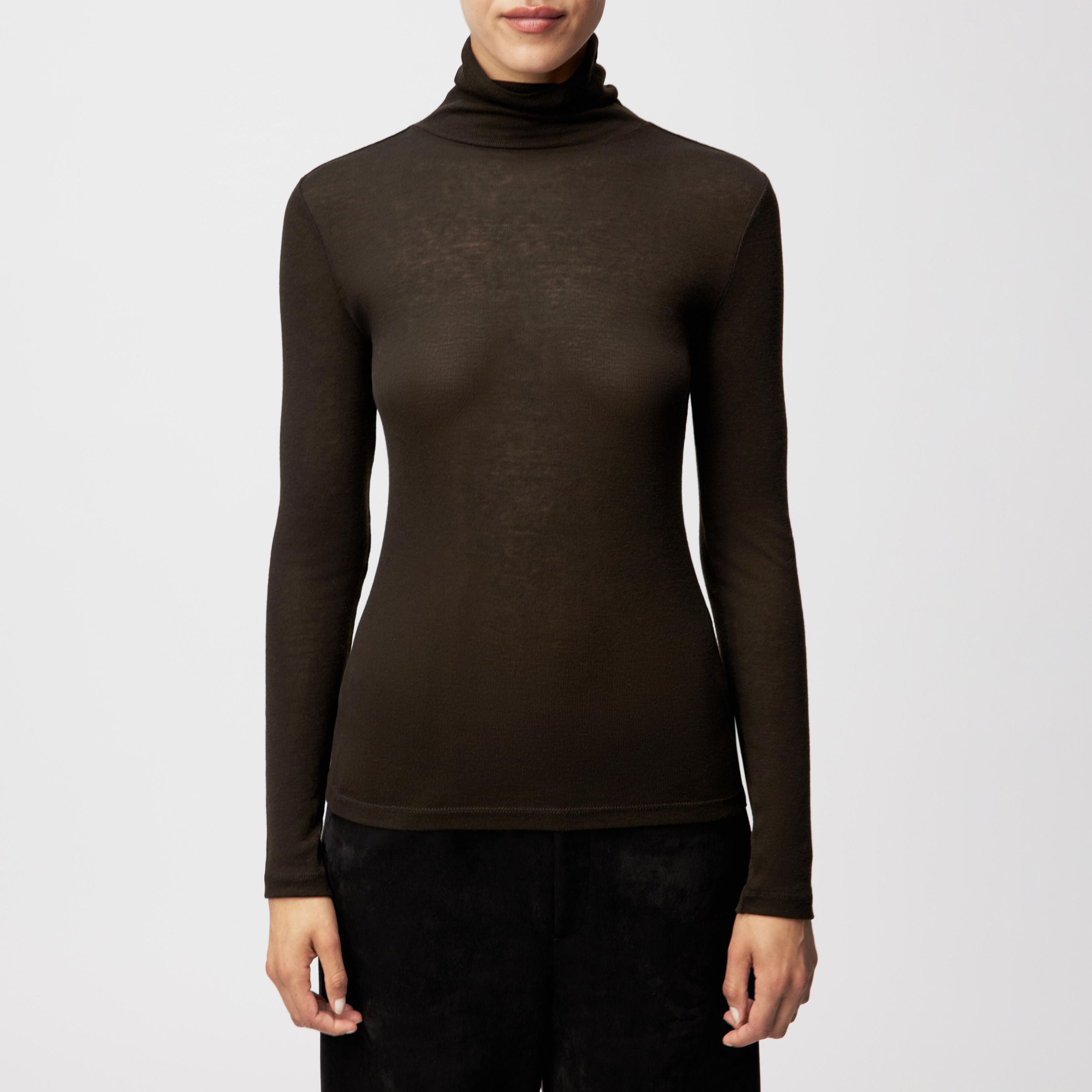 Langarmshirt mit Rollkragen - 1104 - Braun
