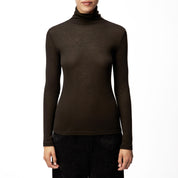 Langarmshirt mit Rollkragen - 1104 - Braun