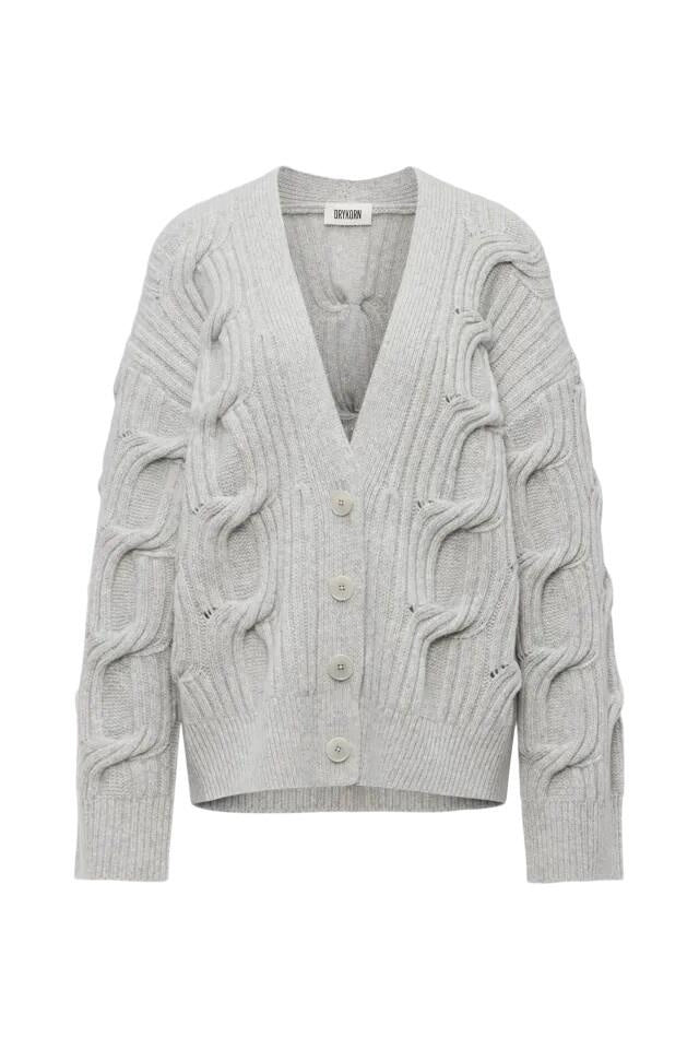 Strickjacke aus Schurwolle - 6602 - Grau