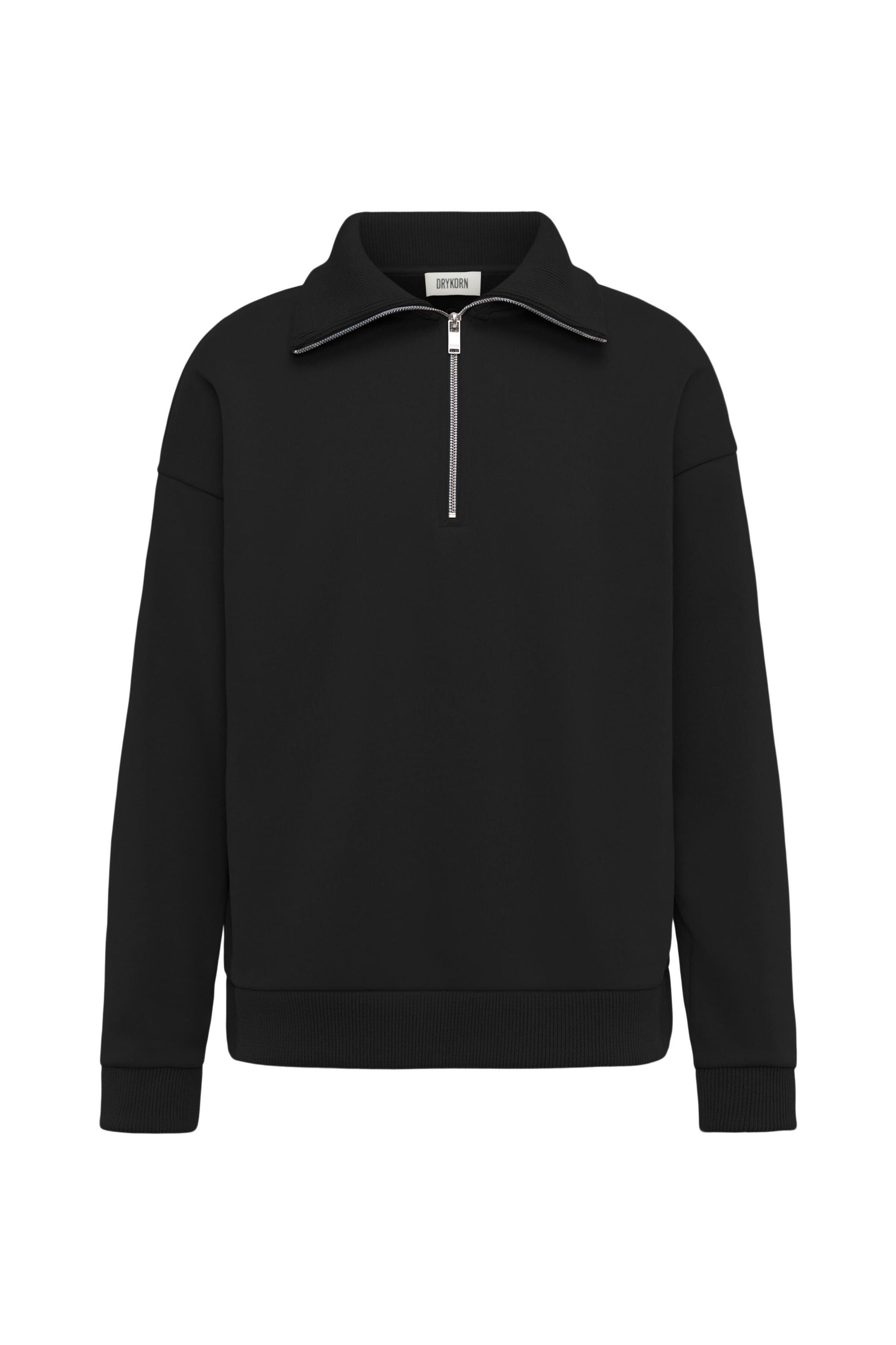 Sweatshirt mit Troyerkragen - 1000 - Schwarz
