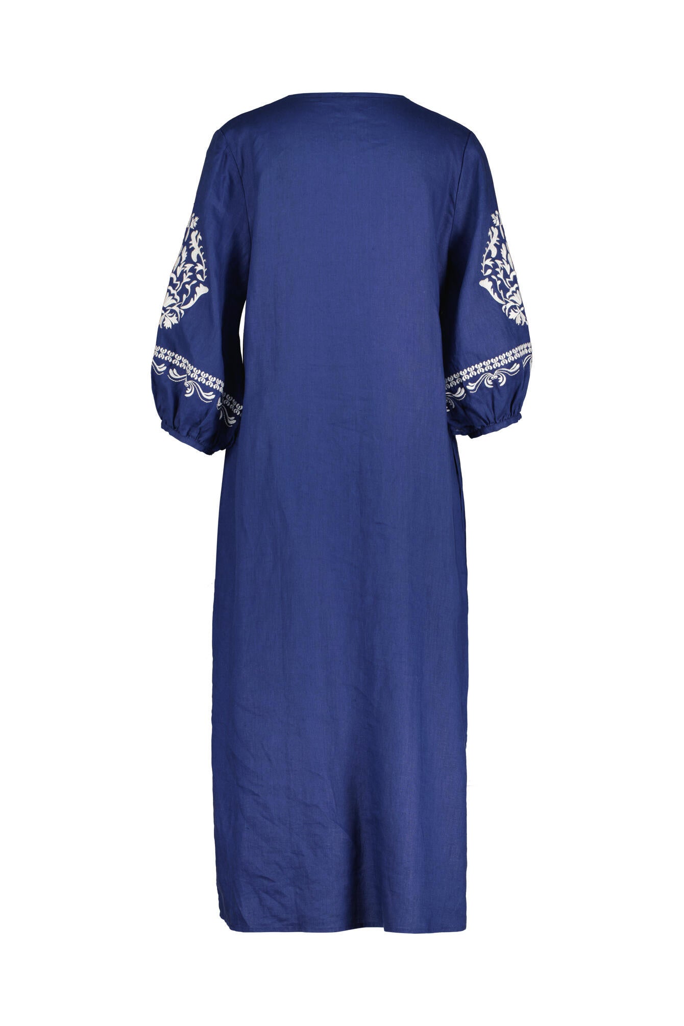 Tunikakleid Midi aus Leinen - 650 - Blau