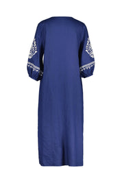 Tunikakleid Midi aus Leinen - 650 - Blau