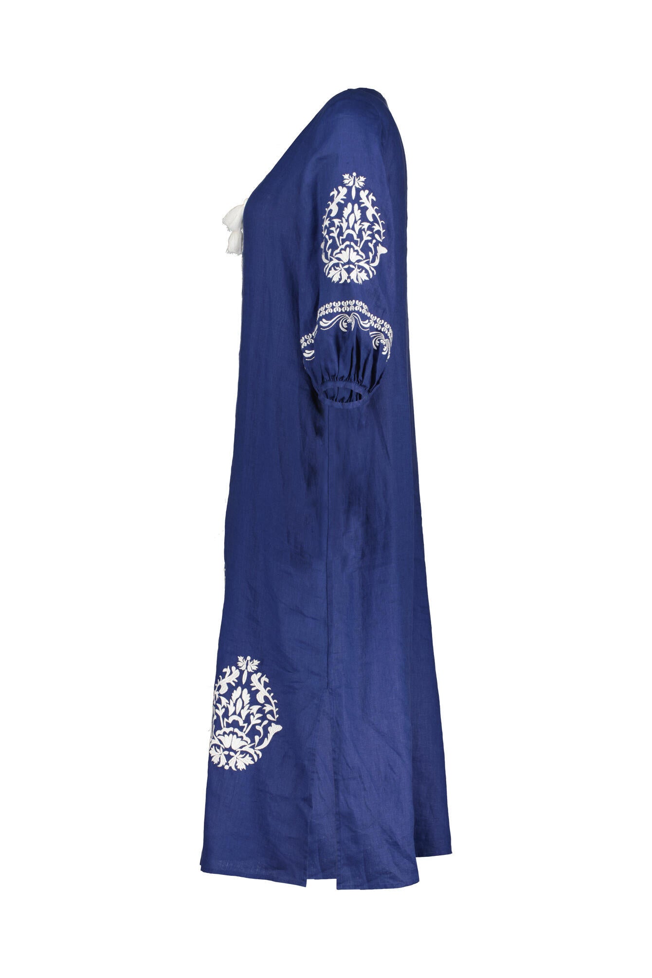 Tunikakleid Midi aus Leinen - 650 - Blau