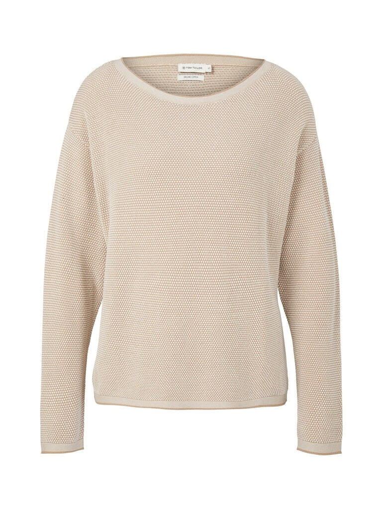 Strickpullover aus Baumwolle - 30438-beige bubble structure - Beige